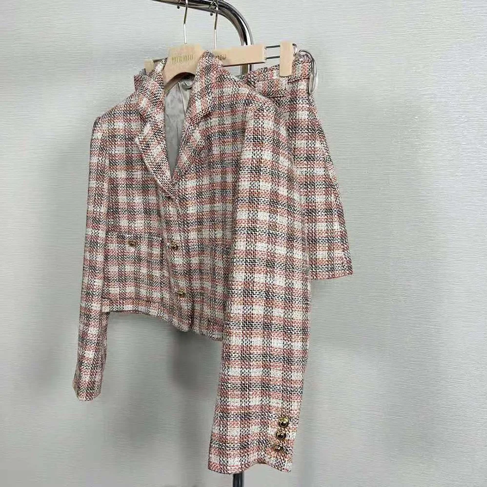 Miu Miu Single-breasted Check Jacket With Embroidered Miu Miu Logo for Women