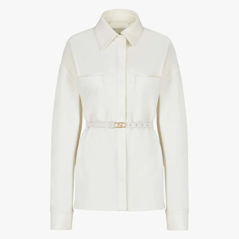 Fendi Single-breasted Go-To White Denim Go for Women in To Jacket Fendi Single-breasted Go-To White Denim Go for Women in To Jacket