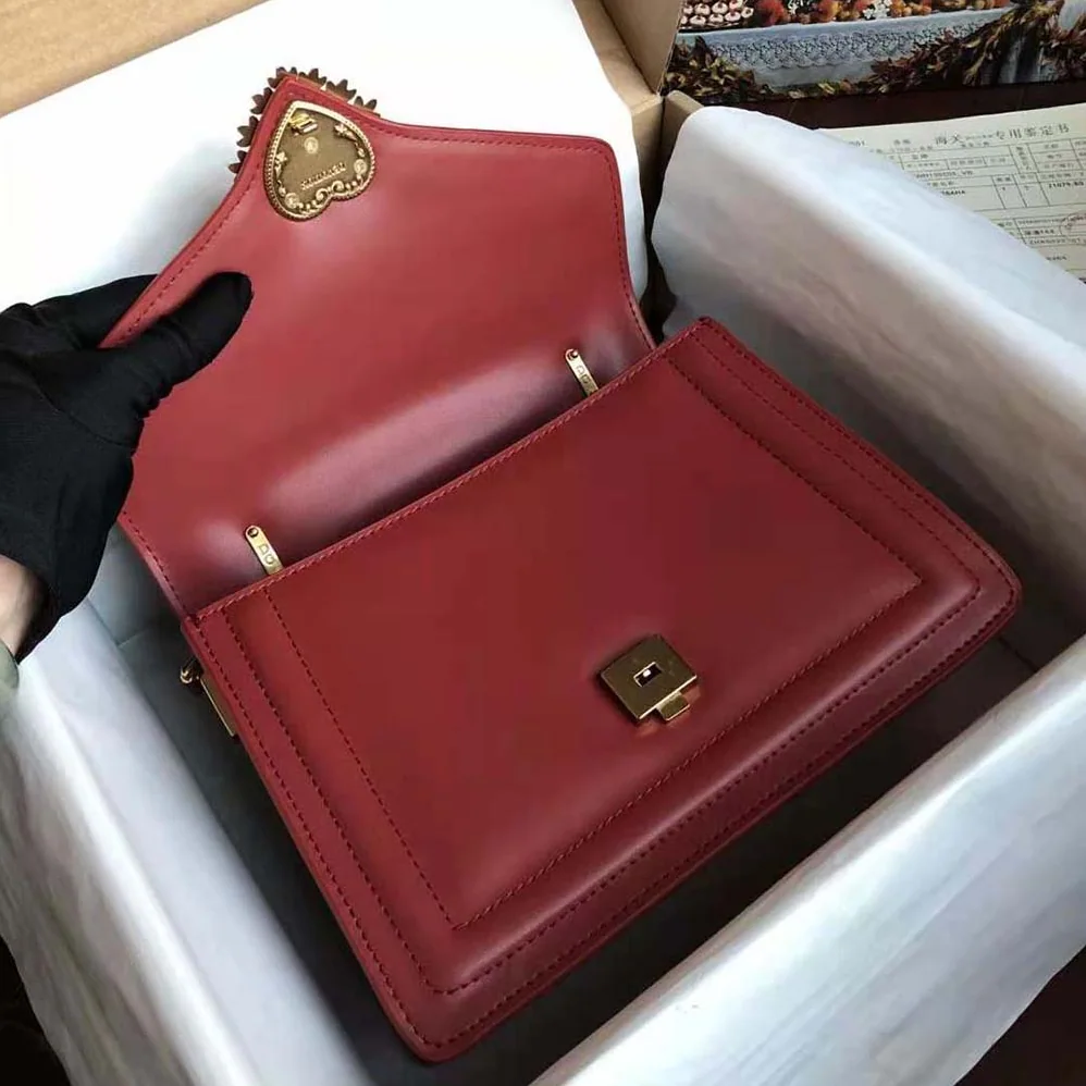 Dolce Gabbana D&G Small Smooth Calfskin Devotion Bag for Women in Maroon Dolce Gabbana D&G Small Smooth Calfskin Devotion Bag for Women in Maroon