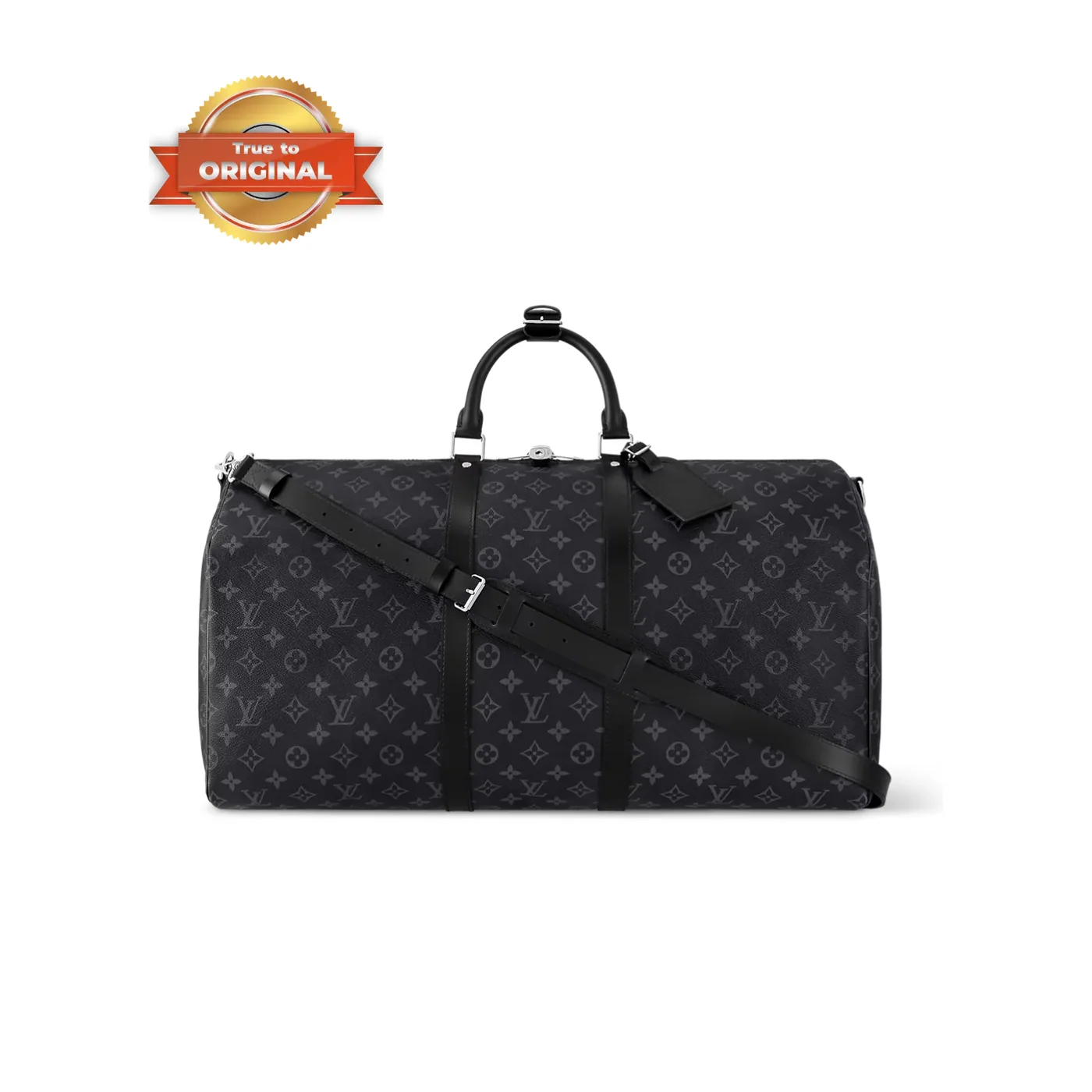 Louis Vuitton Keepall Bandouliere 55 Travel Bag / Black Monogram Eclipse Silver Hardawre Louis Vuitton Keepall Bandouliere 55 Travel Bag / Black Monogram Eclipse Silver Hardawre