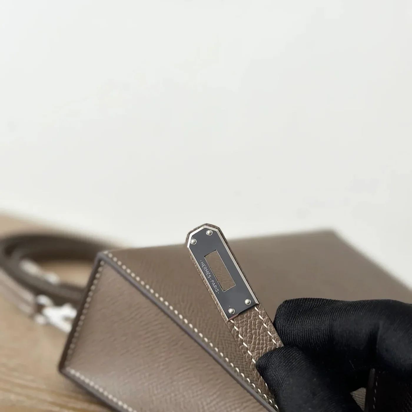 Hermes Kelly Mini Top Handle Bag in Etoupe Epsom Palladium Hardware