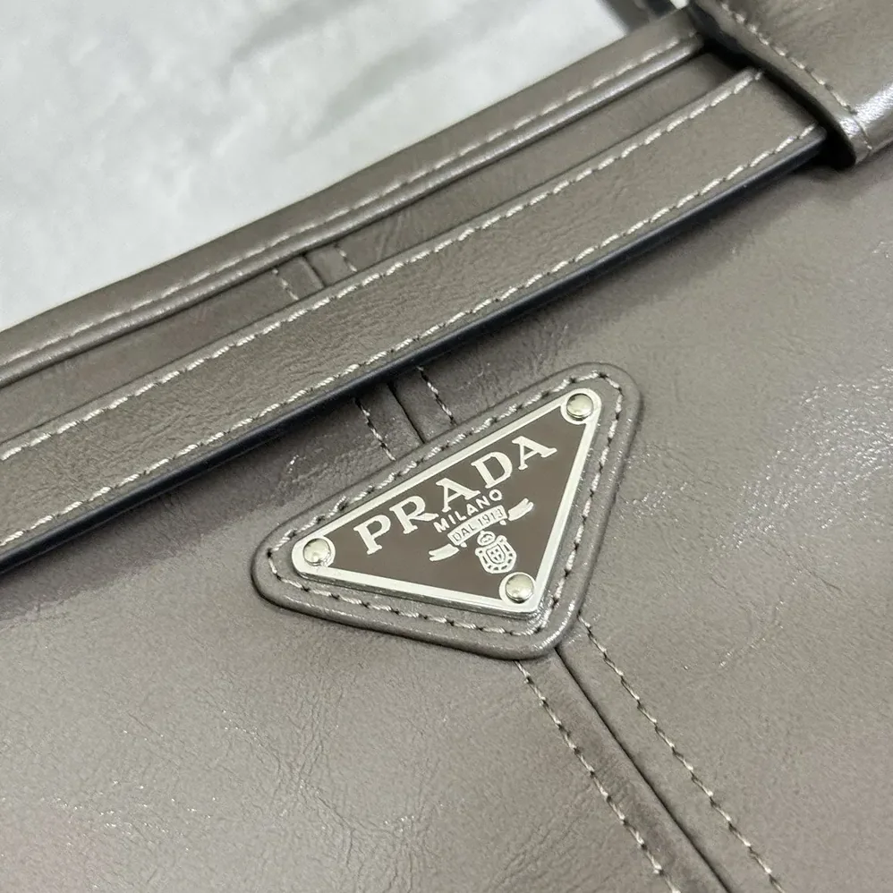 Prada Bonnie Leather Tote Bag for Unisex in Clay