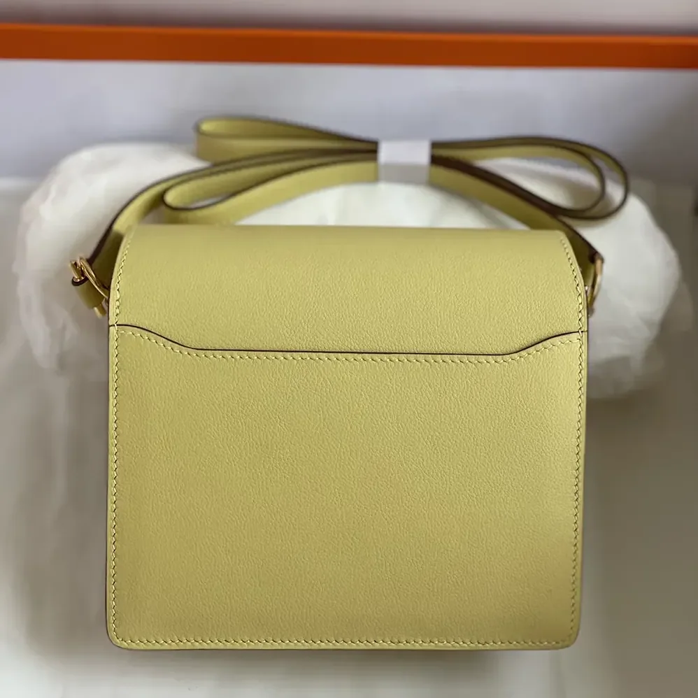 Hermes Roulis Mini Bag in Evercolor Calfskin for Women in Yellow/Silver