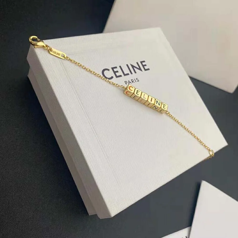 Celine Color Bracelet in Brass with Gold Finish and Enamel for Women