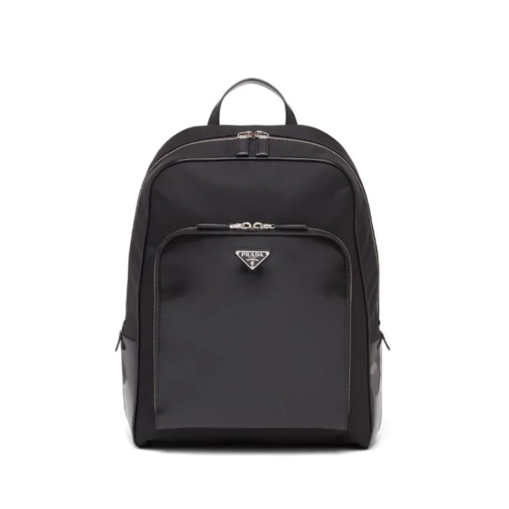 Prada Re-Nylon and Leather Backpack for Men in Black