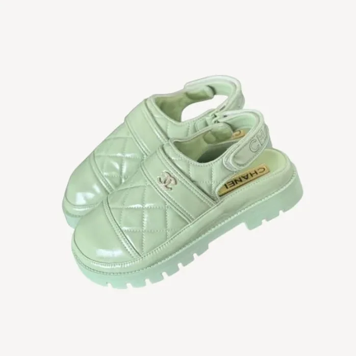 Chanel Velcro Sandal Green