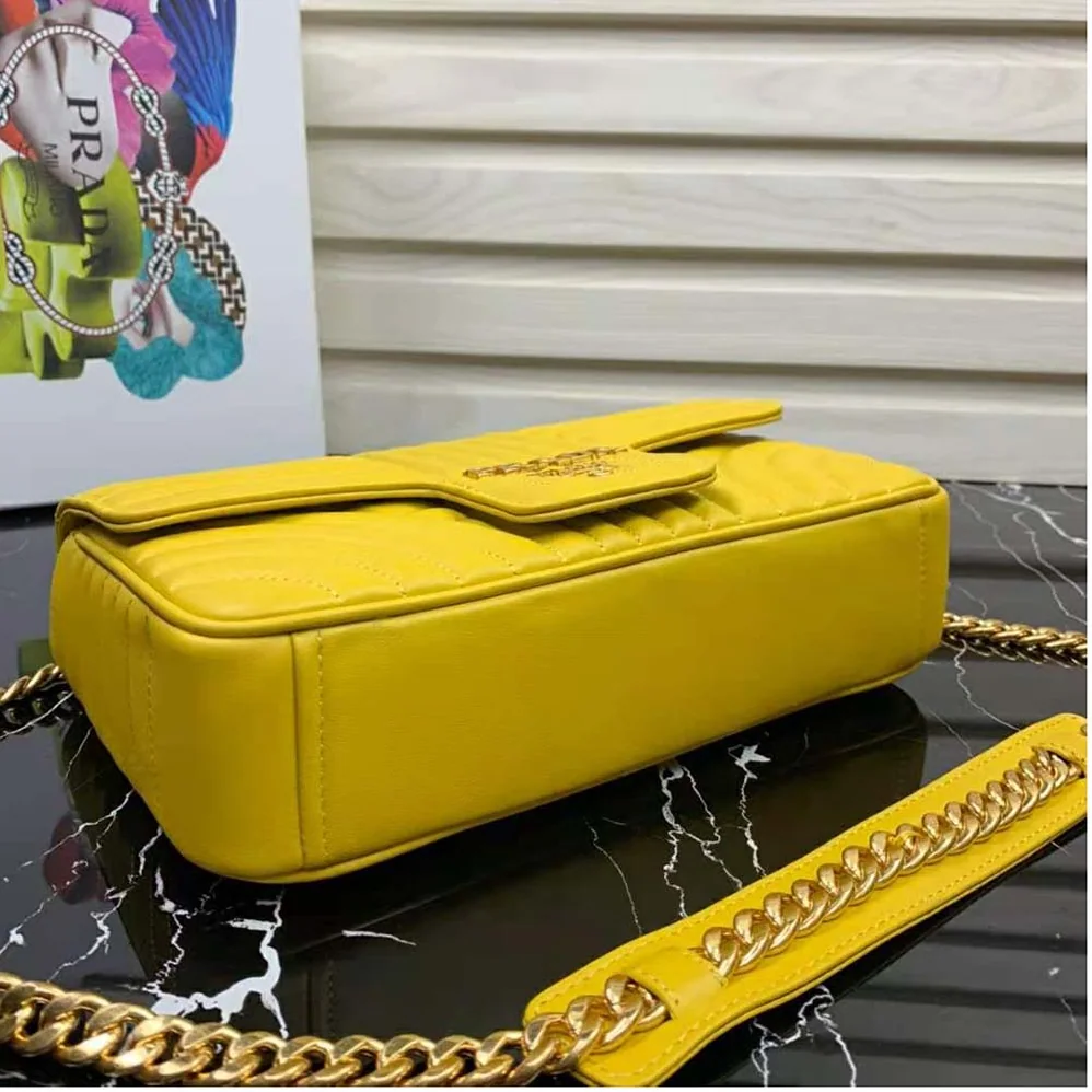 Prada Medium Leather Prada Diagramme Bag for Women in Yellow