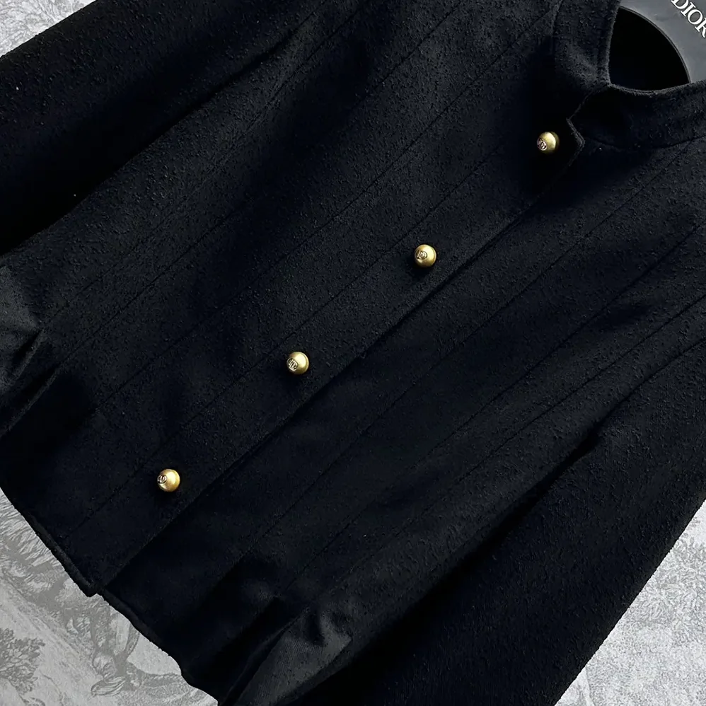 Dior Peplum Jacket Black Virgin Wool and Cotton Bouclé Blend for Women