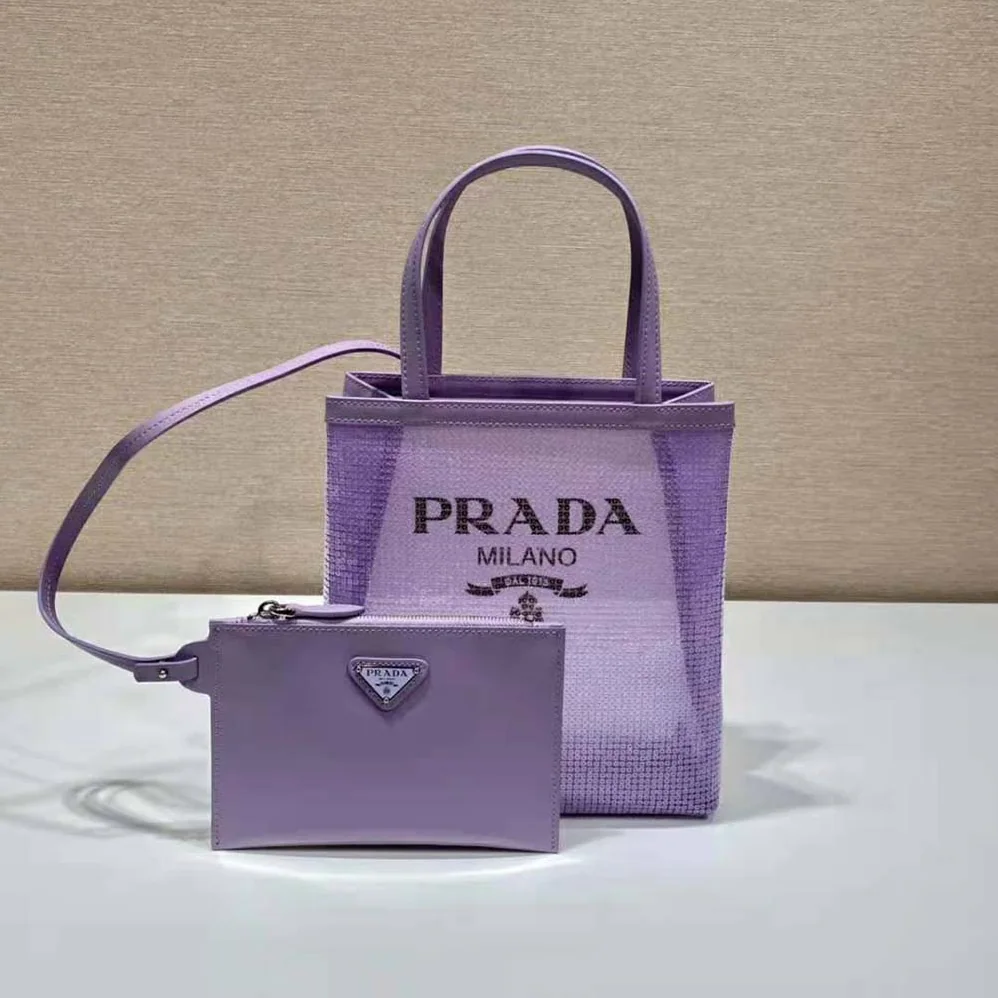 Prada Small Sequined Mesh Tote Bag for Women in Purple Prada Small Sequined Mesh Tote Bag for Women in Purple