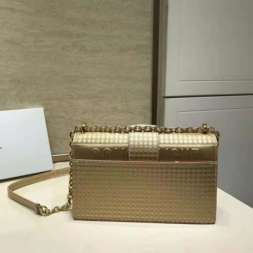 Dior 30 Montaigne Chain Bag Metallic Gold Microcannage Calfskin for Women Dior 30 Montaigne Chain Bag Metallic Gold Microcannage Calfskin for Women
