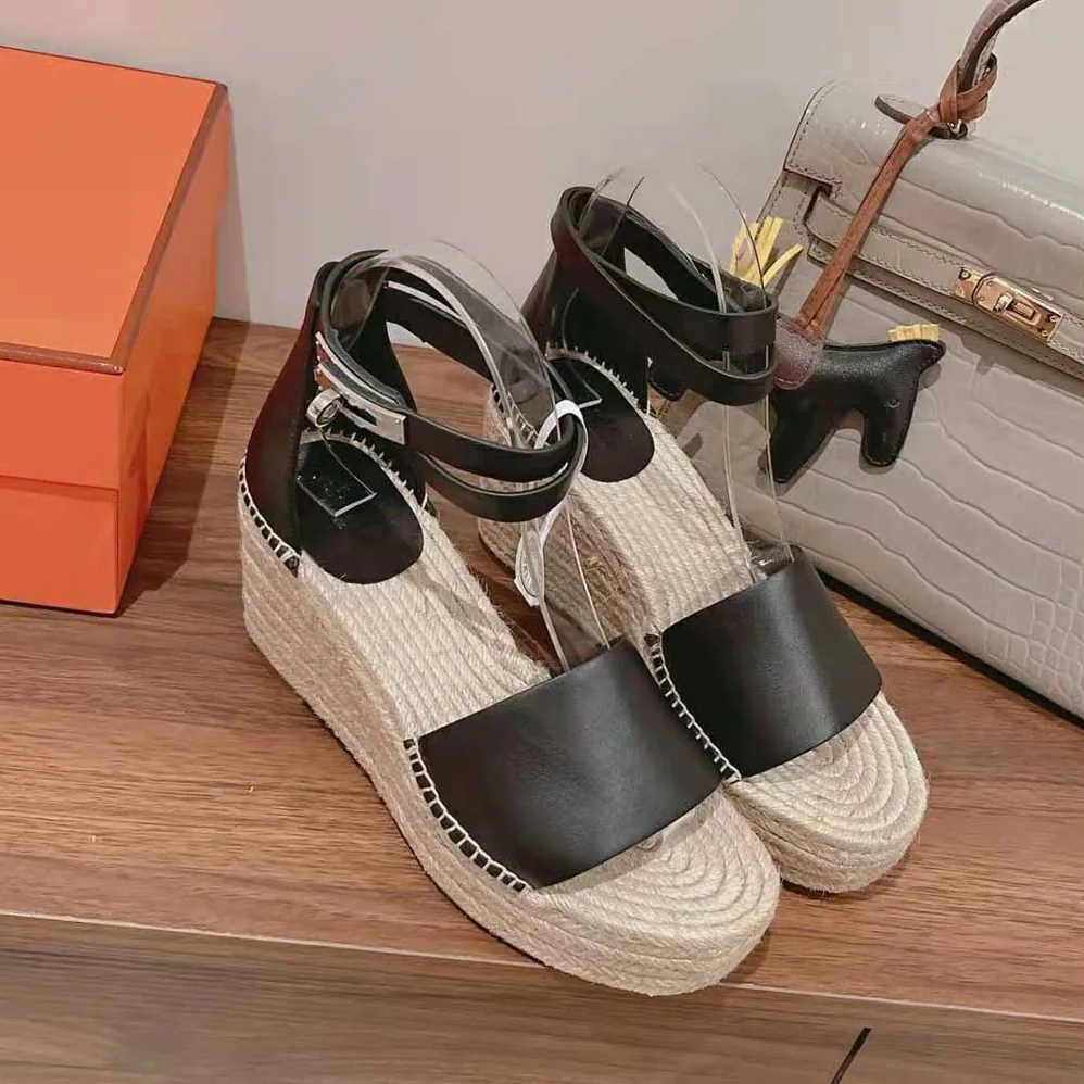 Hermes Tipoli Espadrille in Calfskin with Wrap-Around Ankle Strap for Women in Black Hermes Tipoli Espadrille in Calfskin with Wrap-Around Ankle Strap for Women in Black