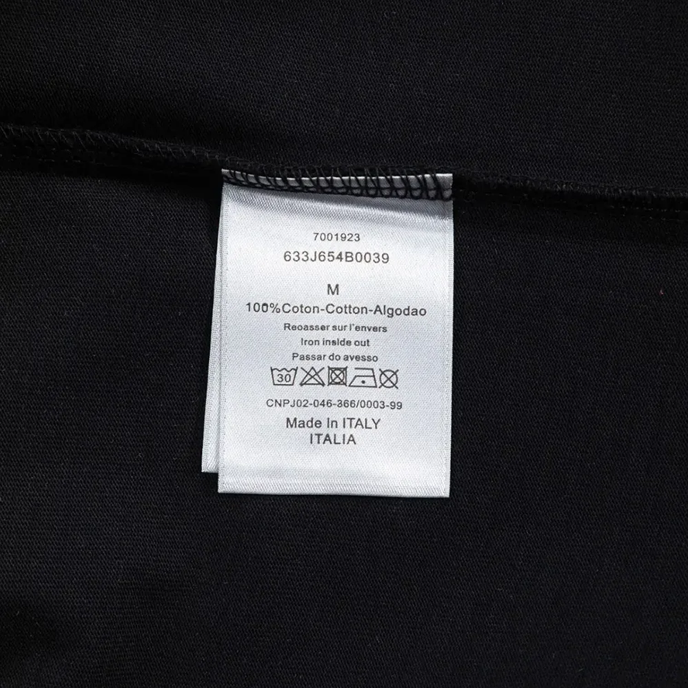 Dior T-Shirt with Dior Clover Embroidery Regular Fit Black Cotton Jersey for Men