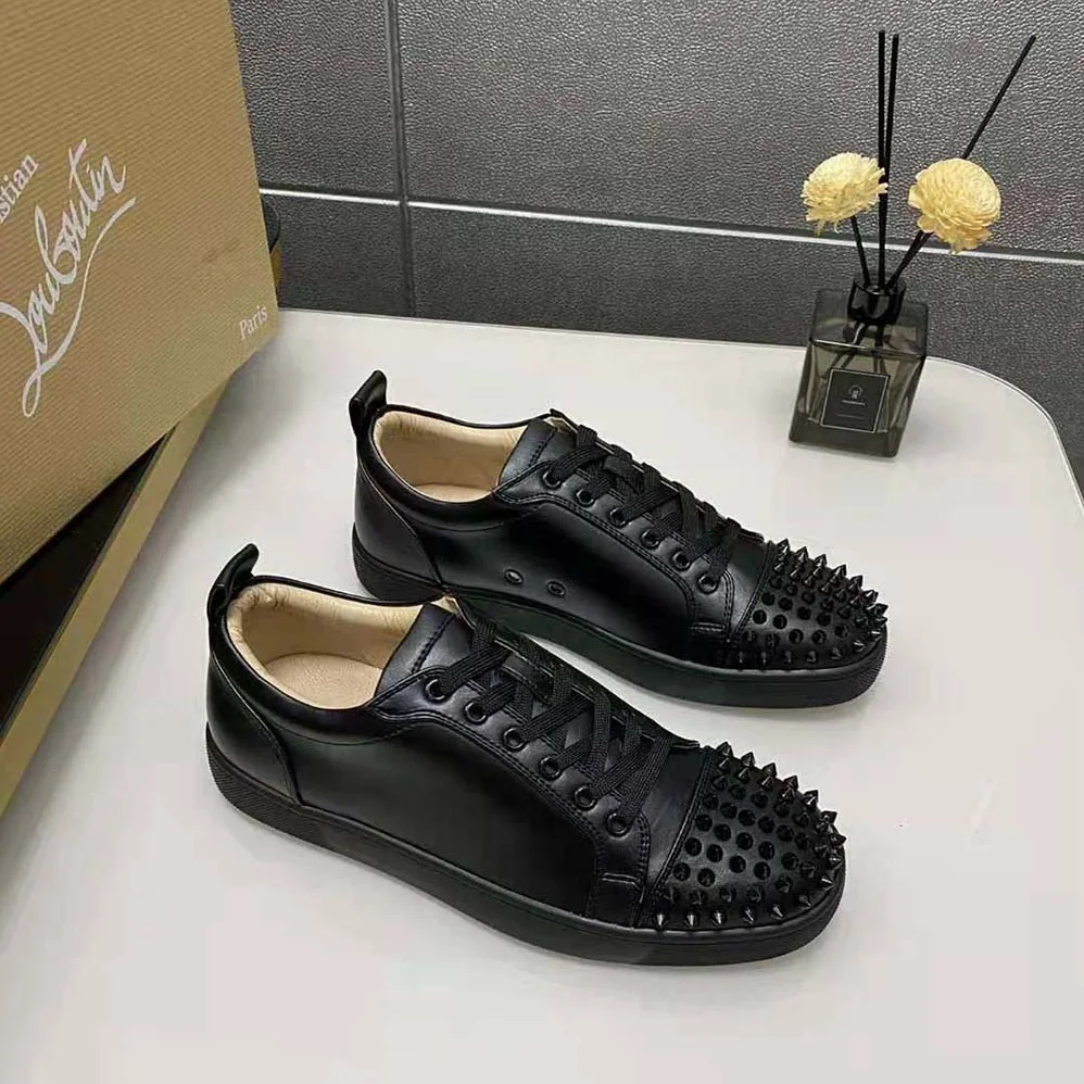 Christian Louboutin Louis Junior Spikes for Men in Black Christian Louboutin Louis Junior Spikes for Men in Black