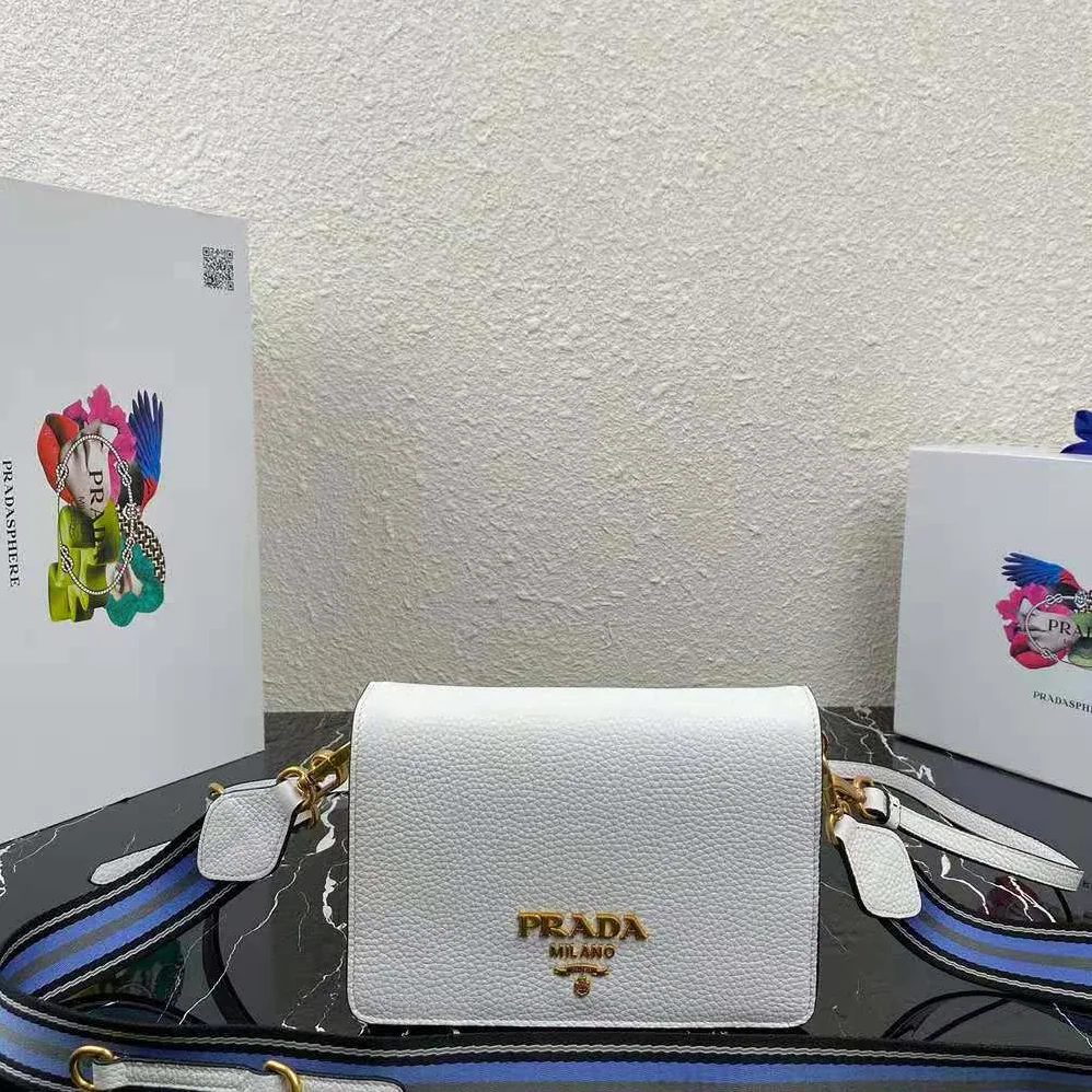 Prada Calf Leather Shoulder Bag for Women in White Prada Calf Leather Shoulder Bag for Women in White