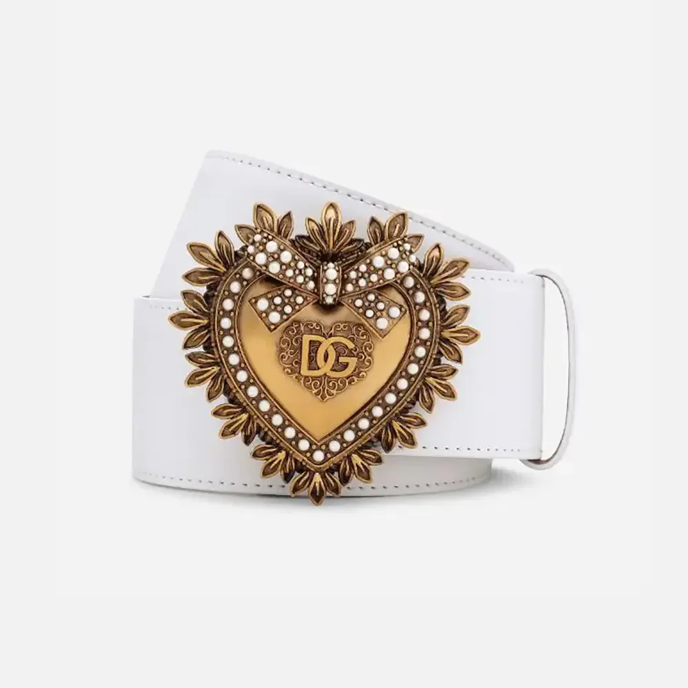 Dolce Gabbana D&G Leather Devotion Belt for Women in White