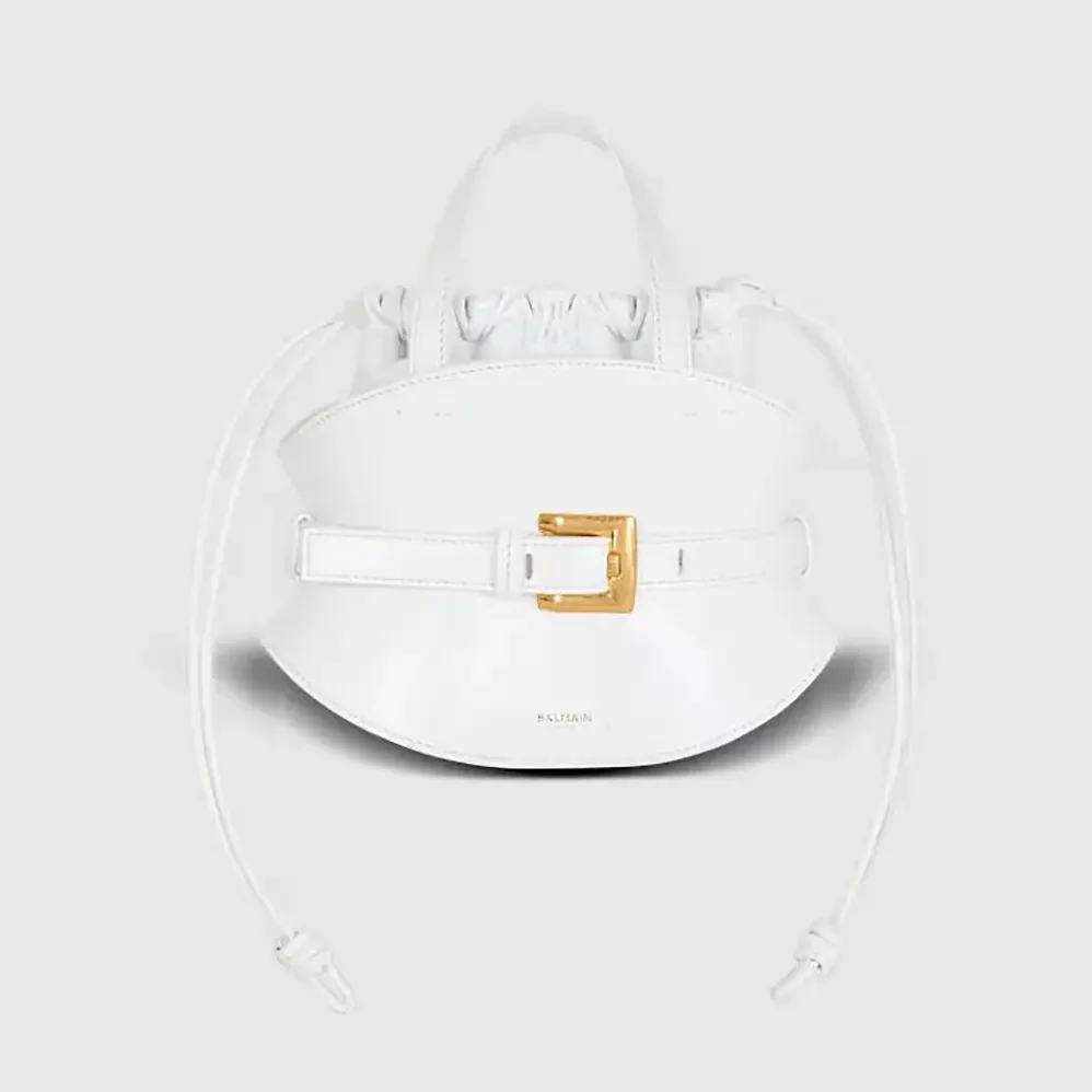 Balmain Shuffle Mini Bag In Calfskin Leather for Women in White