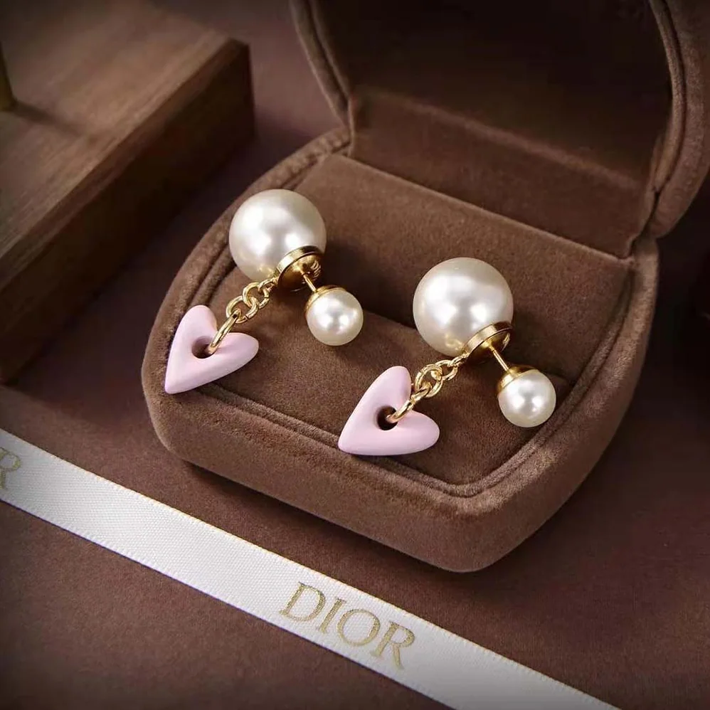 Dior Tribales Earrings Gold-Finish Metal and with Pink Glass for Women