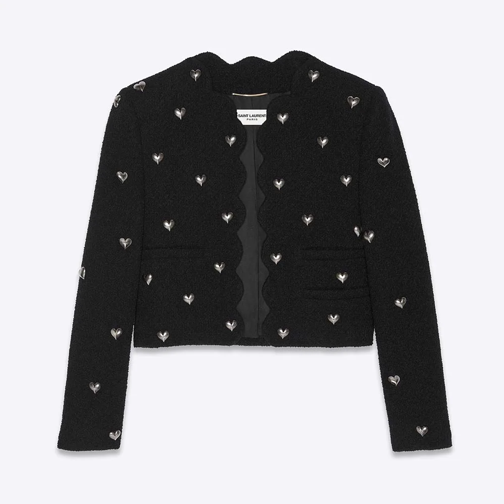 Saint Laurent YSL Cropped Jacket in Boucle Tweed for Women Saint Laurent YSL Cropped Jacket in Boucle Tweed for Women