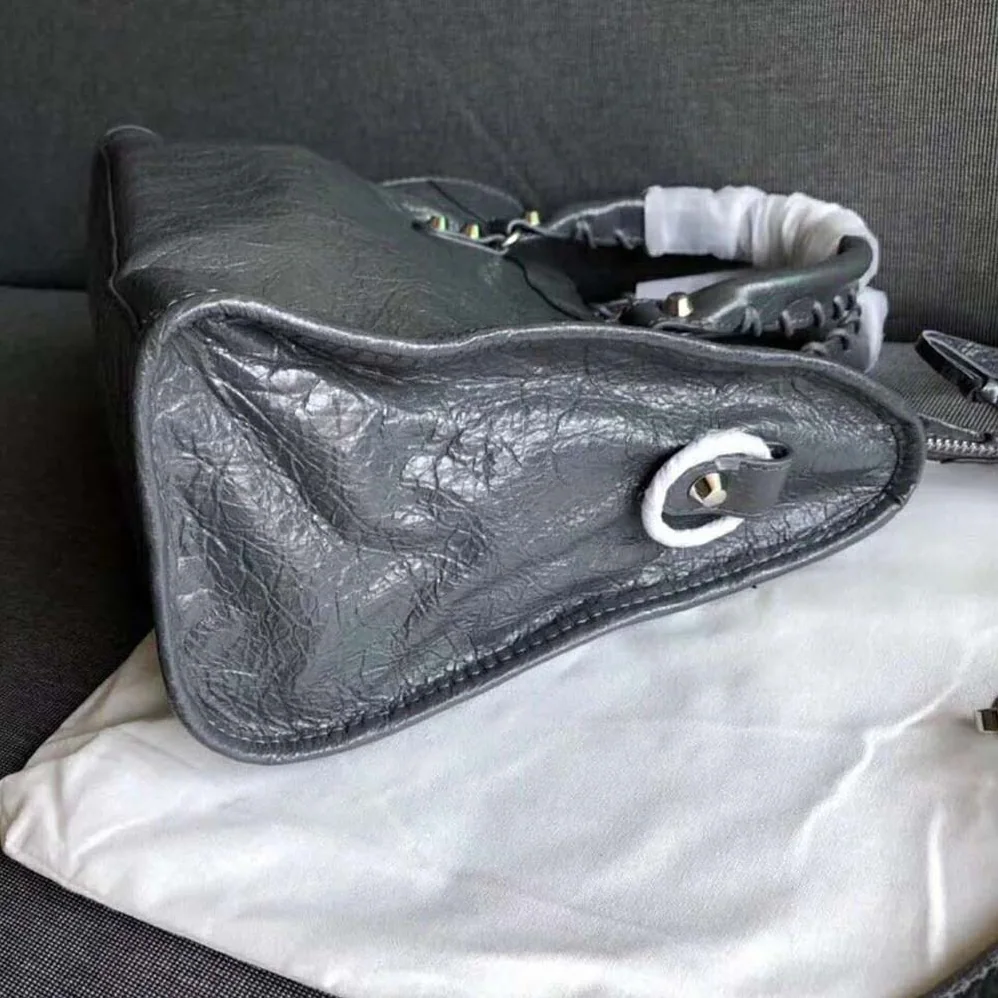 Balenciaga Classic Gold City Small Size Lambskin Bag for Women in Grey