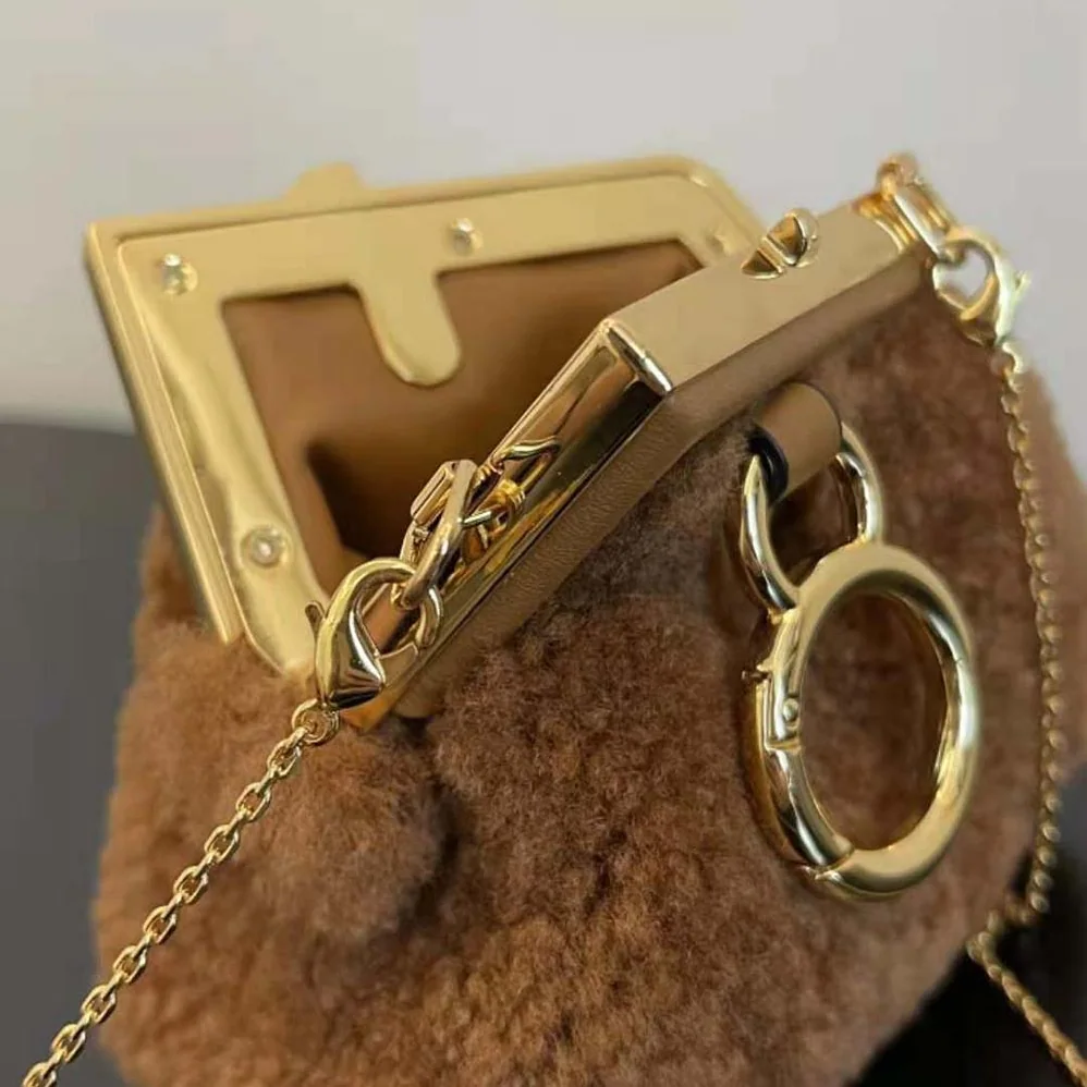 Fendi Nano Fendi First Beige Sheepskin Charm for Women Fendi Nano Fendi First Beige Sheepskin Charm for Women