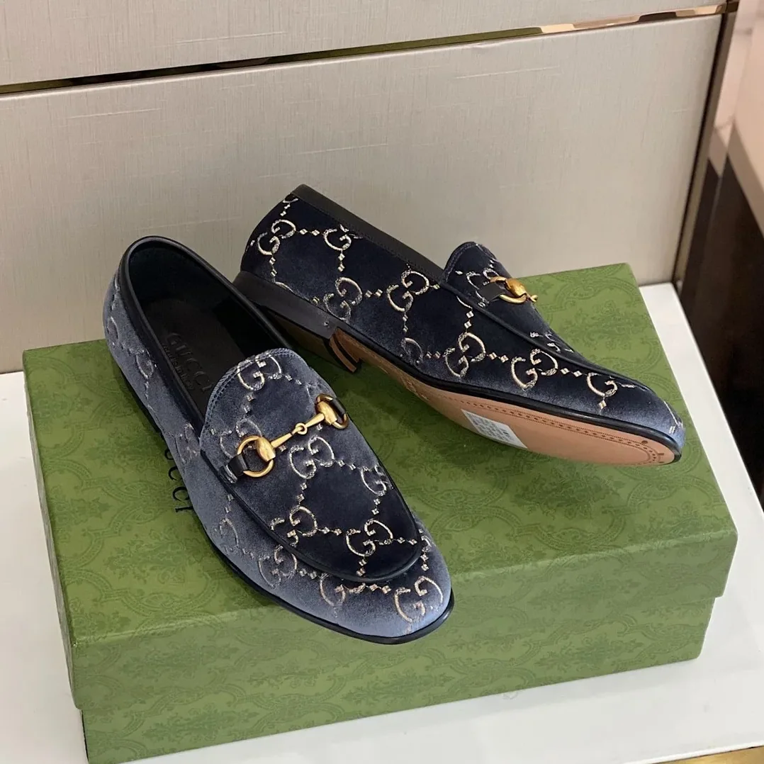 Gucci Jordan GG Velvet Loafer Blue
