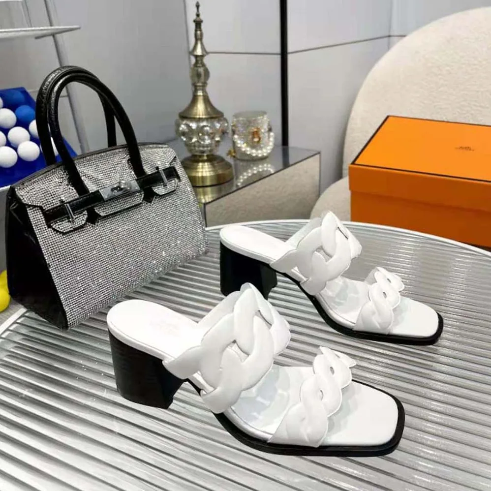 Hermes Gaby 60 Sandal in 6 cm High Heel for Women in White
