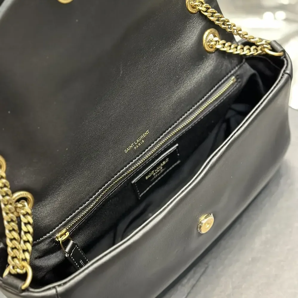 Saint Laurent YSL Calypso in Plunged Lambskin for Women in Black Saint Laurent YSL Calypso in Plunged Lambskin for Women in Black