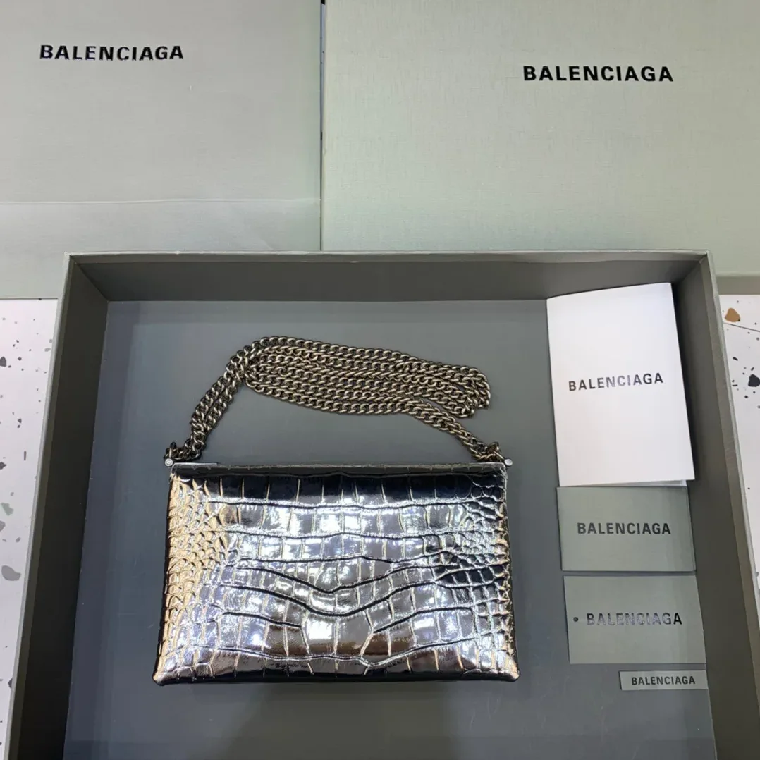 Balenciaga Triplet Small Bag Crocodile Embossed Silver Balenciaga Triplet Small Bag Crocodile Embossed Silver