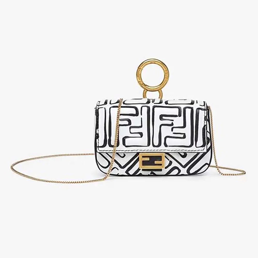 Fendi Nano Baguette Charm White Nappa Leather Charm for Women