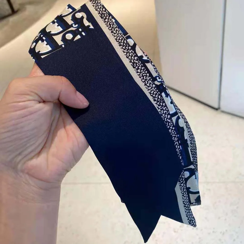 Dior Oblique Mitzah Scarf Navy Blue Silk Twill for Women