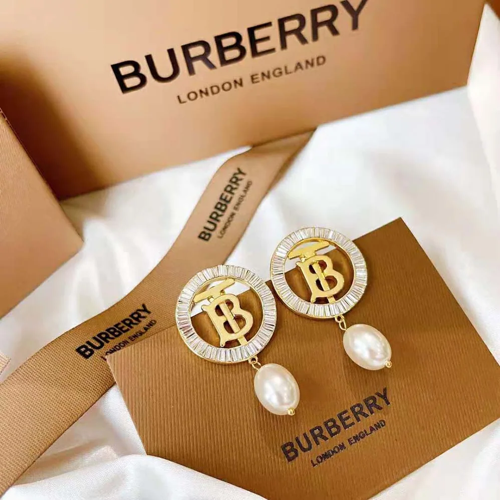 Burberry Pearl Detail Gold for Women in plated Monogram Motif Earrings Burberry Pearl Detail Gold for Women in plated Monogram Motif Earrings