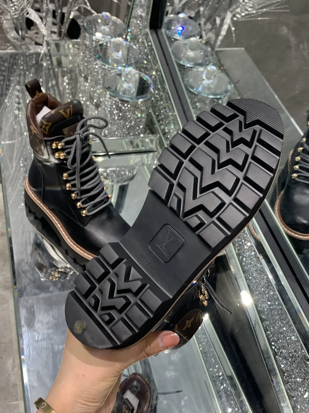 Louis Vuitton Territory Flat Military Boots Black LV 1A958N