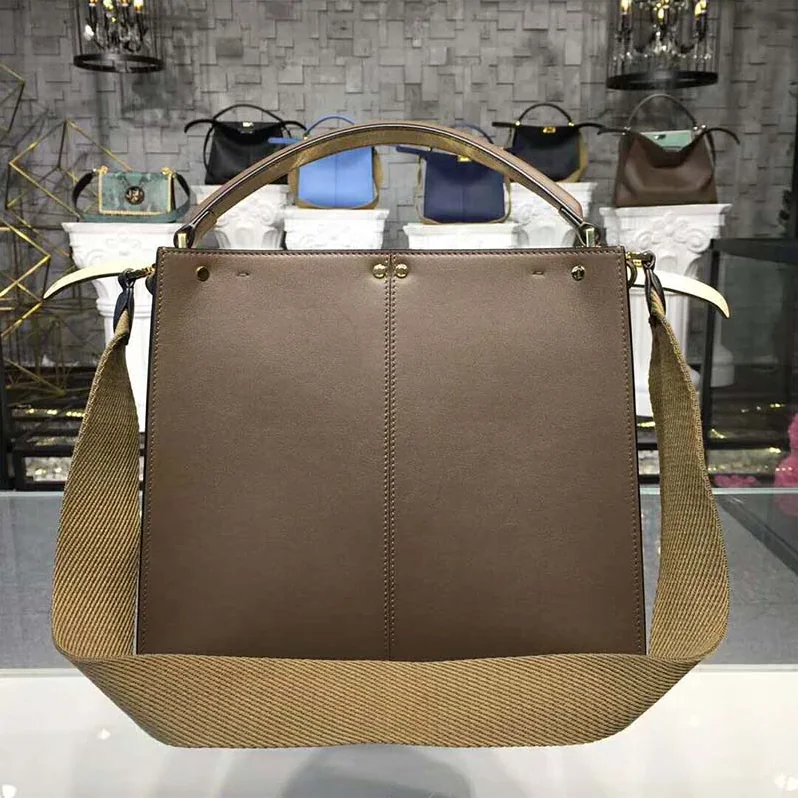 Fendi Peekaboo X-Lite Regular Leather Bag for Women in Brown