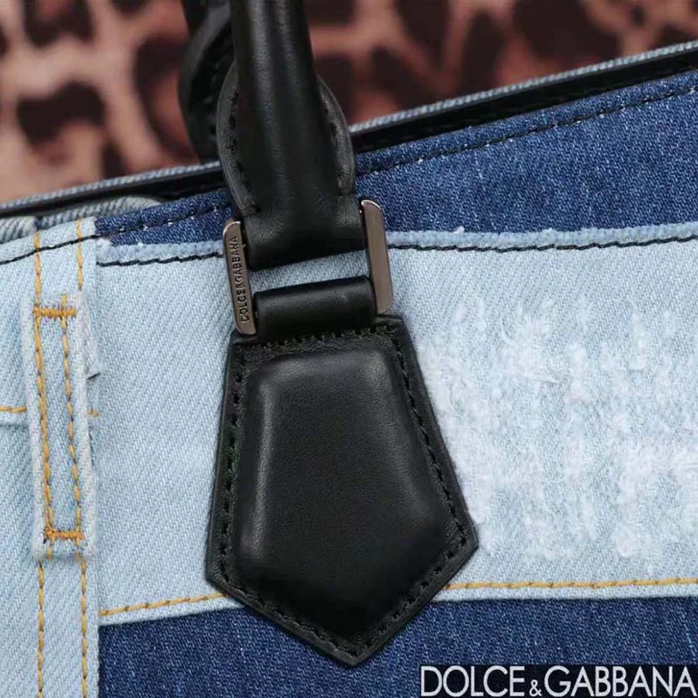 Dolce Gabbana D&G Denim Shopper with Embroidered Logo for Women