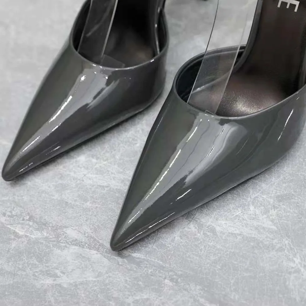 Versace Pin-Point Pumps in Calf Leather for Women in Gray Versace Pin-Point Pumps in Calf Leather for Women in Gray