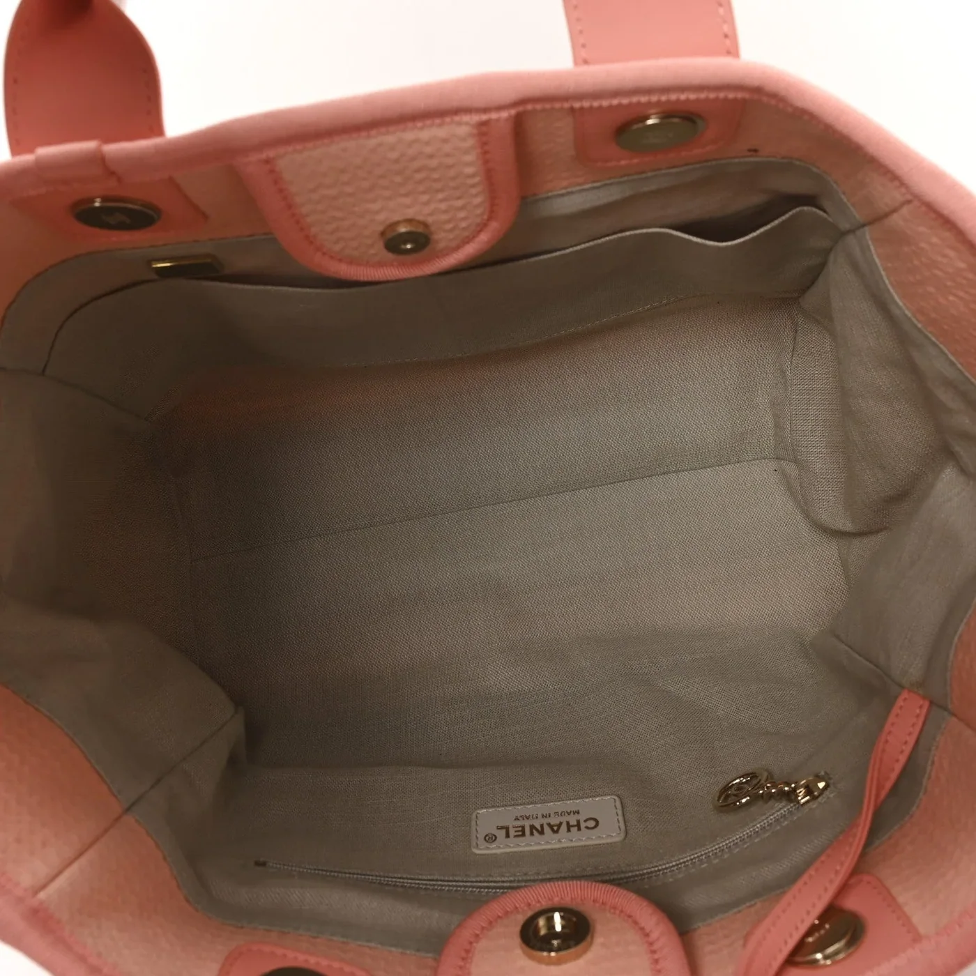 Chanel Deauville Small Tote Bag in Coral Pink Gold Hardware