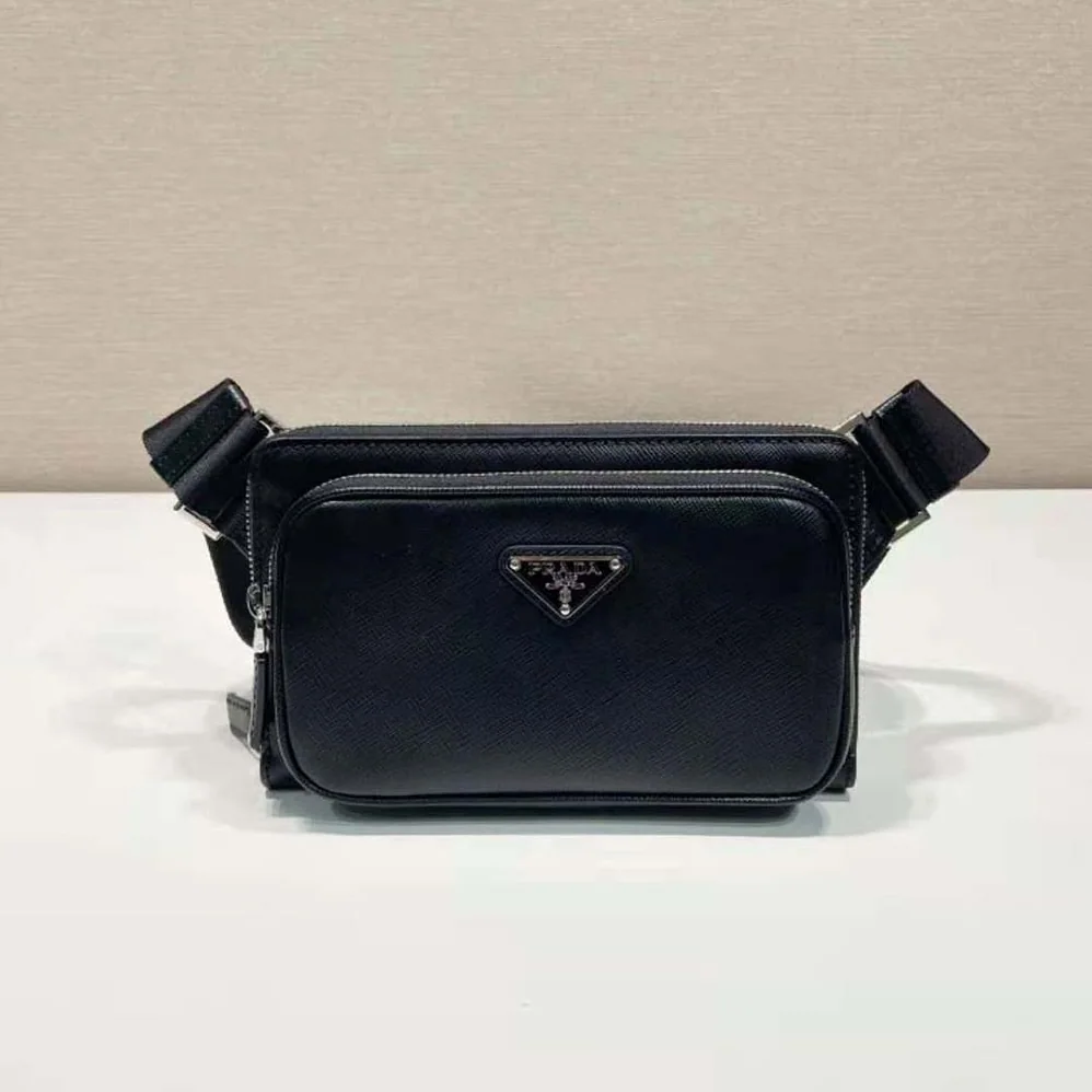 Prada Saffiano Leather Belt Bag for Men in Black Prada Saffiano Leather Belt Bag for Men in Black