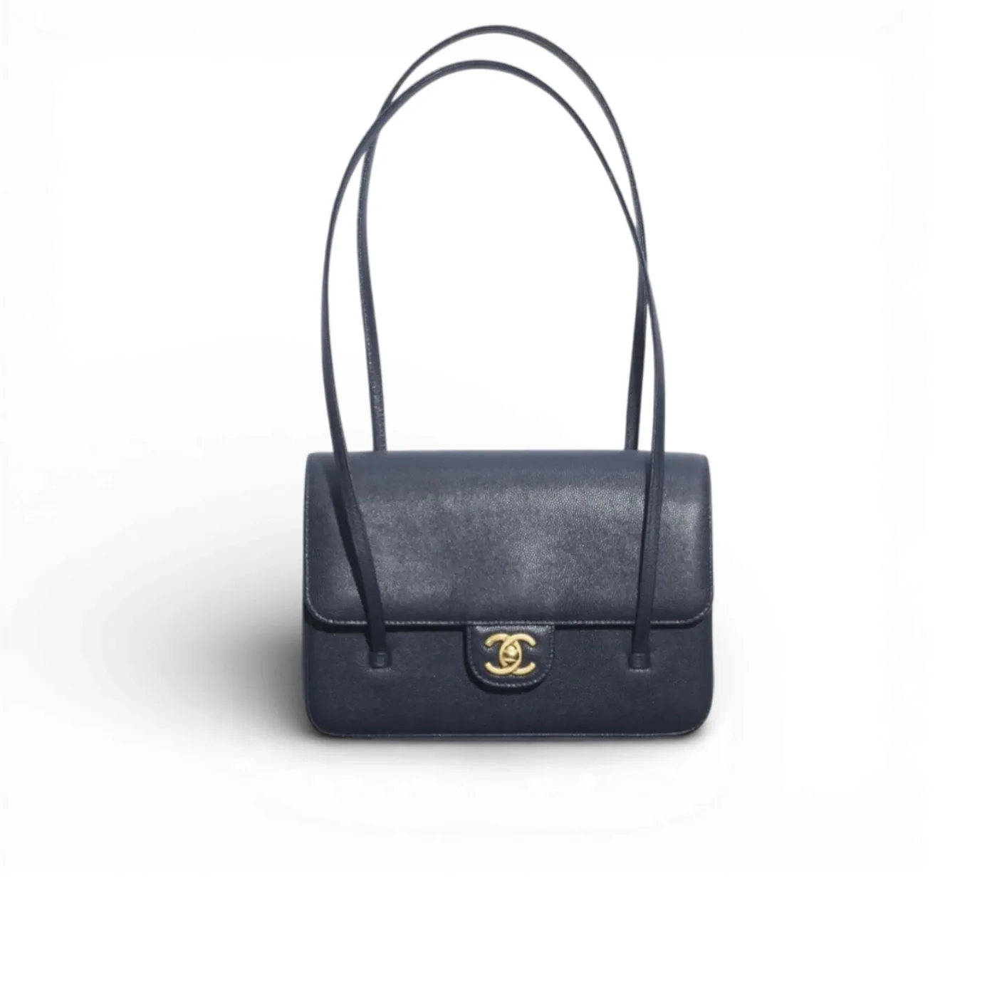 Chanel Flap Bag Small Shoulder in Dark Blue Gold Hardware