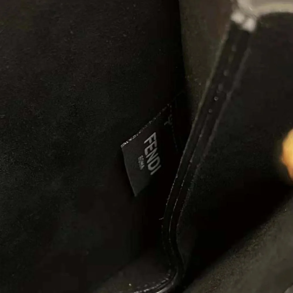 Fendi Touch Leather Bag with A Metal FF Clasp for Women in Black Fendi Touch Leather Bag with A Metal FF Clasp for Women in Black