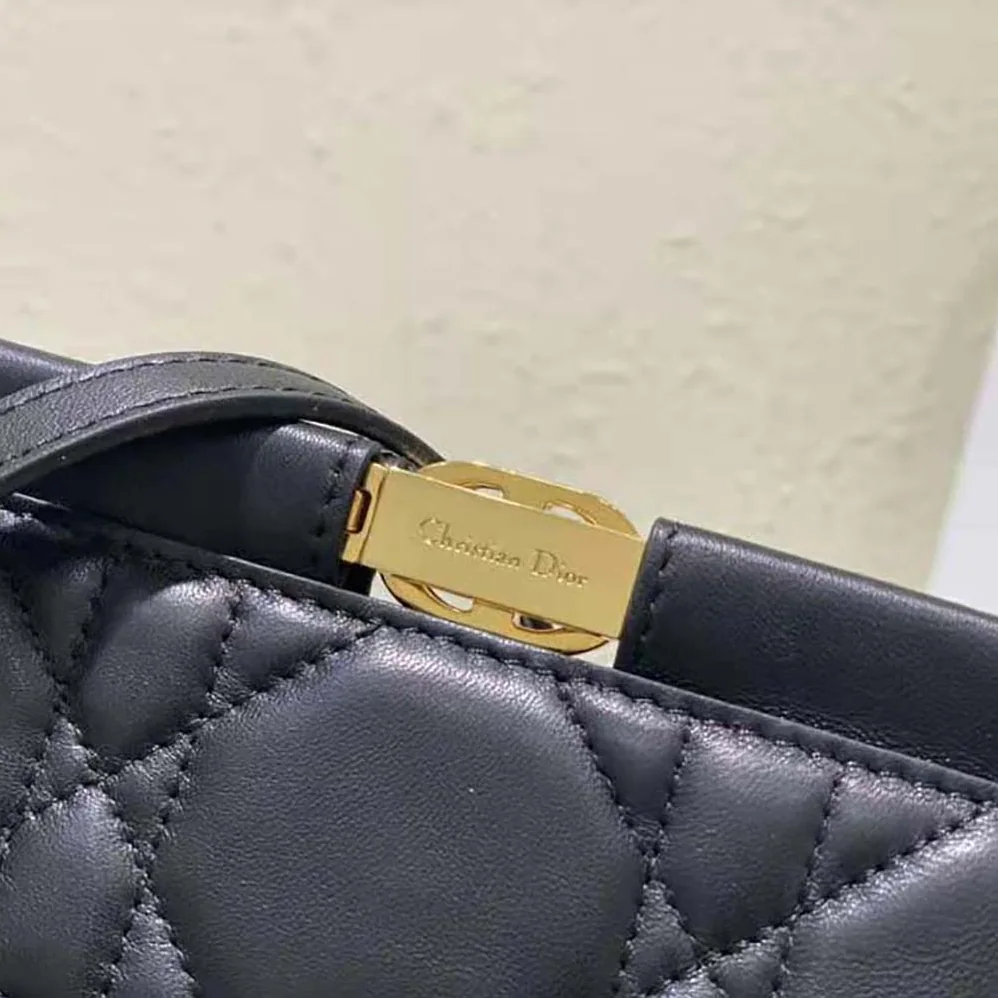 Dior Dior Caro Colle Noire Clutch with Chain Black Cannage Lambskin for Women