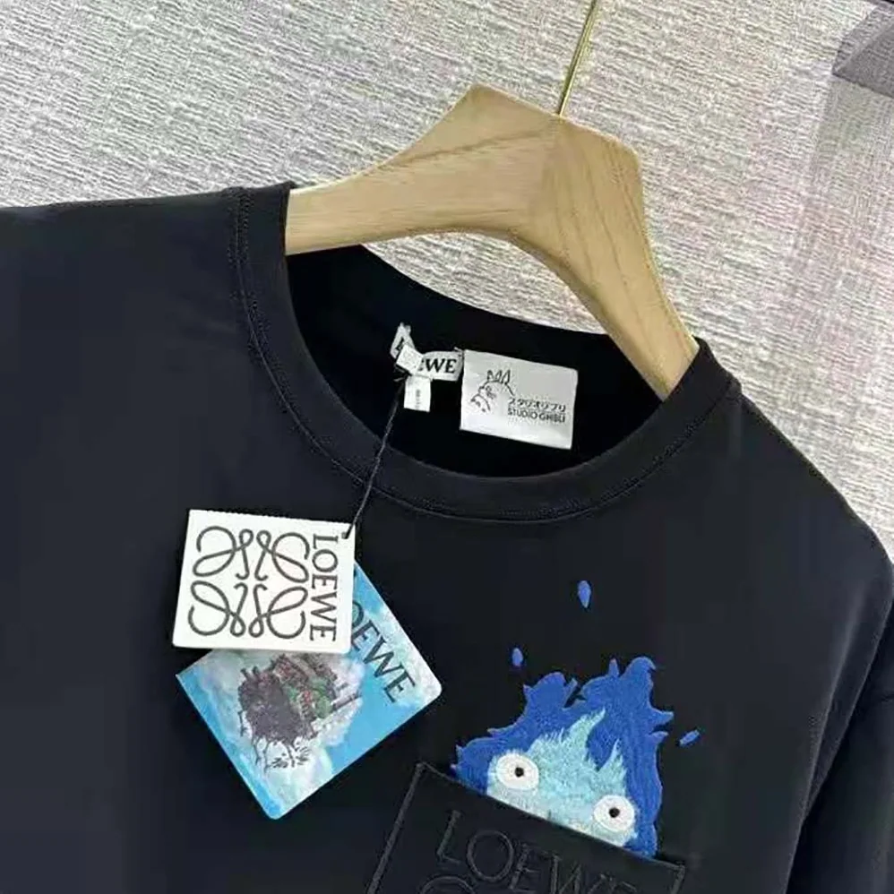 Loewe Calcifer Pocket T-Shirt in Cotton for Women in Black