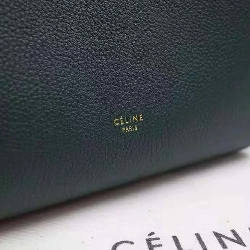 Celine Sangle Small Bucket Bag in Soft Grained Calfskin for Women in Green Celine Sangle Small Bucket Bag in Soft Grained Calfskin for Women in Green