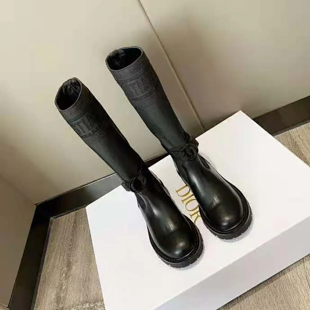 Dior D-Major Boot Black Technical Fabric and Calfskin for Women