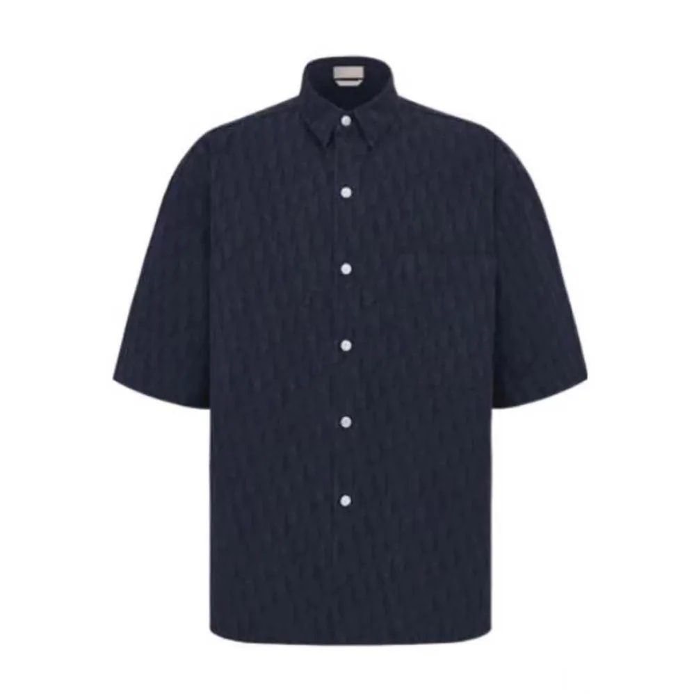 Dior Dior Charm Short-Sleeved Shirt Navy Cotton Poplin for Men Dior Dior Charm Short-Sleeved Shirt Navy Cotton Poplin for Men