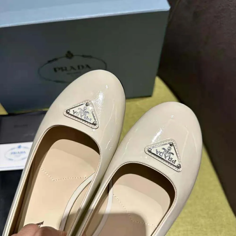 Prada Patent Leather Ballerinas for Women in White