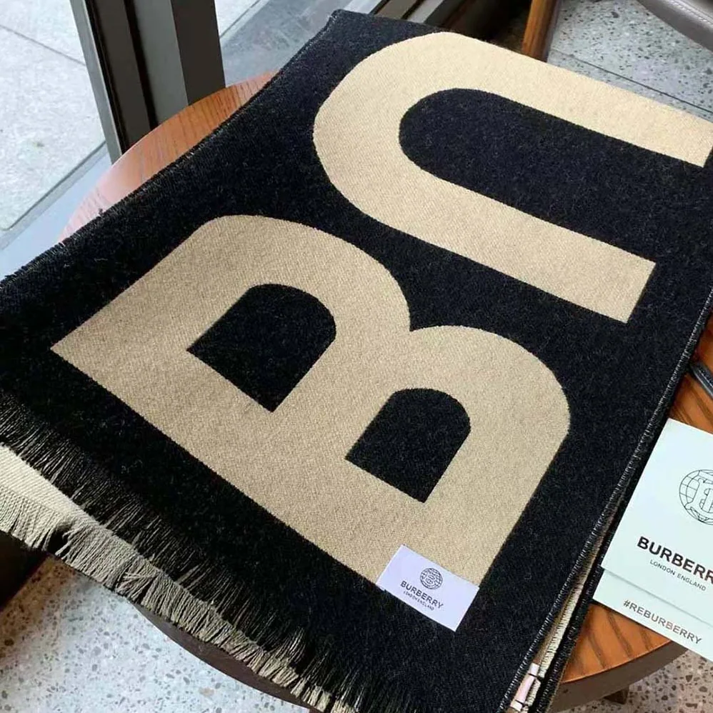 Burberry Logo Wool Jacquard Scarf for Women in Brown Burberry Logo Wool Jacquard Scarf for Women in Brown