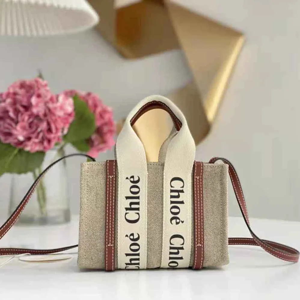 Chloe Mini Woody Tote Bag for Women in Brown