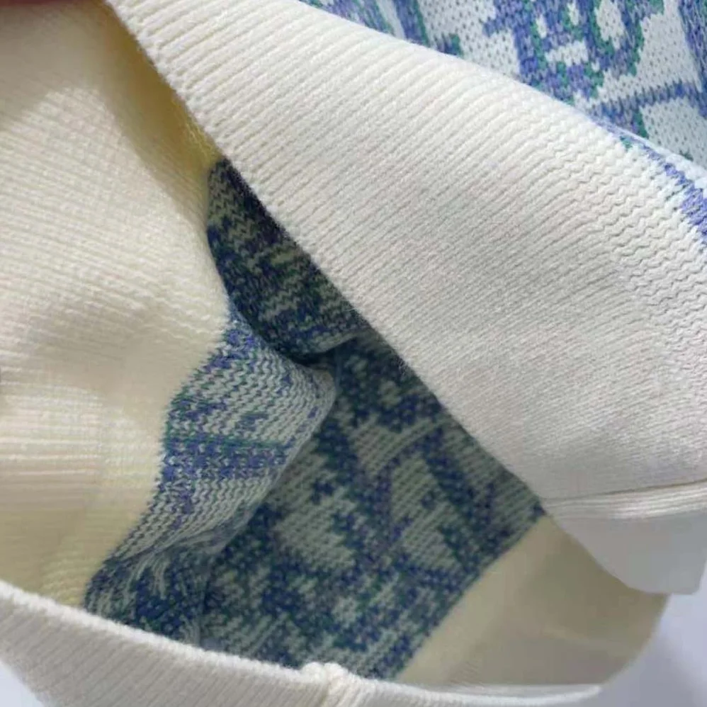 Dior Oblique Sweater White Mauve and Sea Green Wool Jacquard for Men