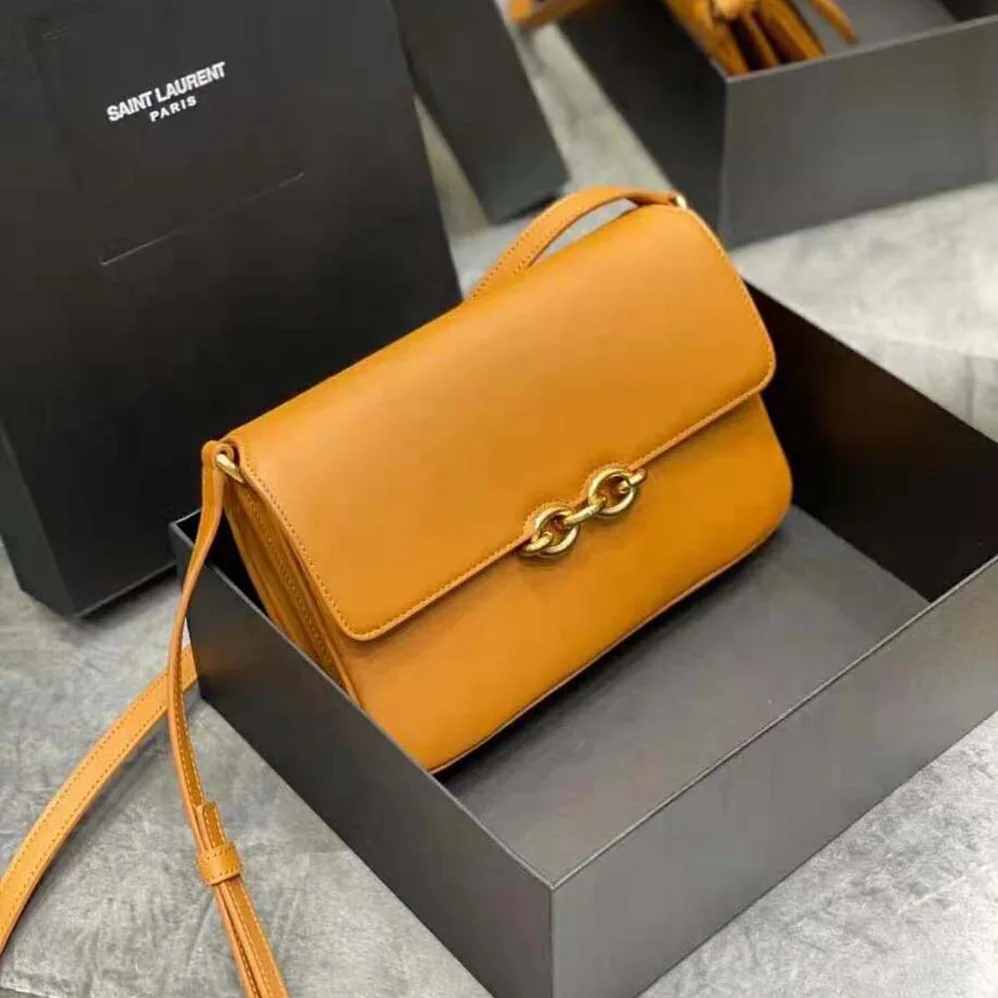 Saint Laurent YSL Le Maillon Satchel in Smooth Leather for Women in Brown Saint Laurent YSL Le Maillon Satchel in Smooth Leather for Women in Brown