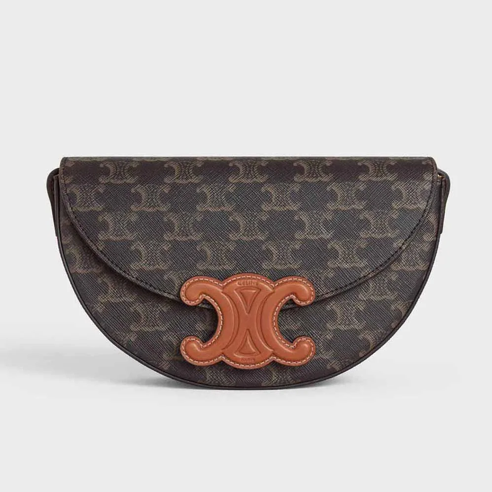 Celine Besace Cuir Triomphe in Triomphe Canvas and Calfskin for Women Celine Besace Cuir Triomphe in Triomphe Canvas and Calfskin for Women